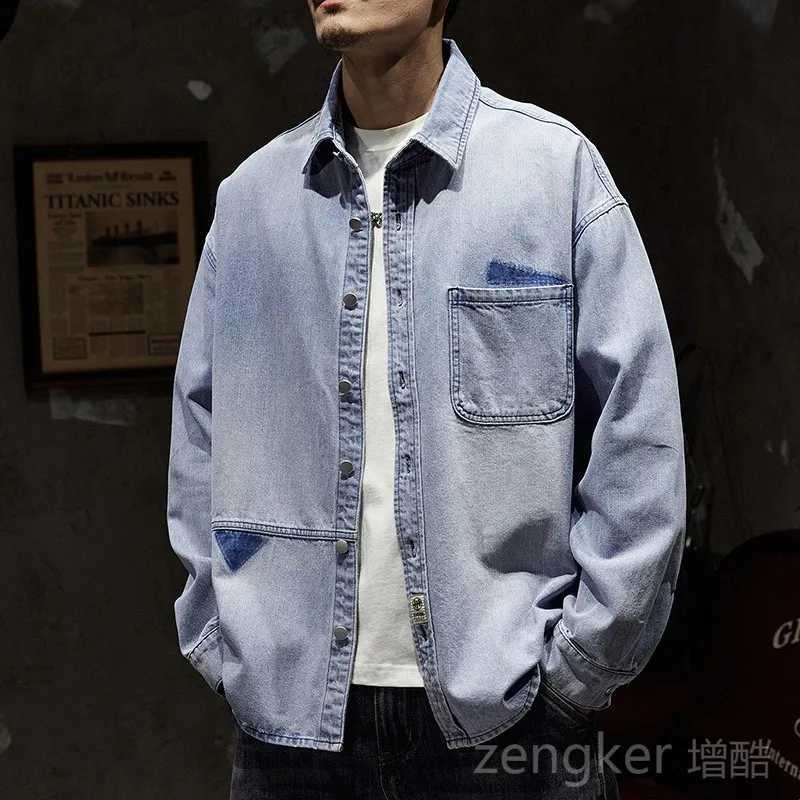 Spring and autumn denim jacket mens plus size loose top plus size mens jacket tide 7XL 6XL 5XL denim jacket W241011