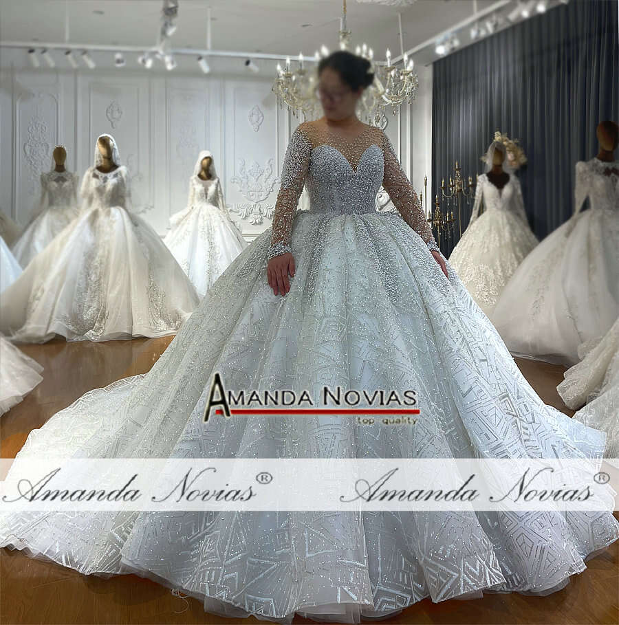 Amazing Full Pearls Ball Gown Wedding Dress Custom Order Sizes Real Work