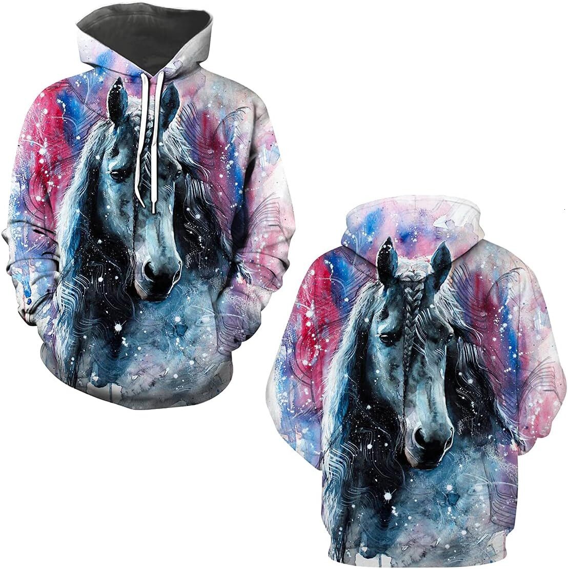 Hoodie for Mens Womens Unisex Horse Creative 3D Printed Hoodcomfortie Novelty Animal Print Hoodies Sweatshirt Graphic