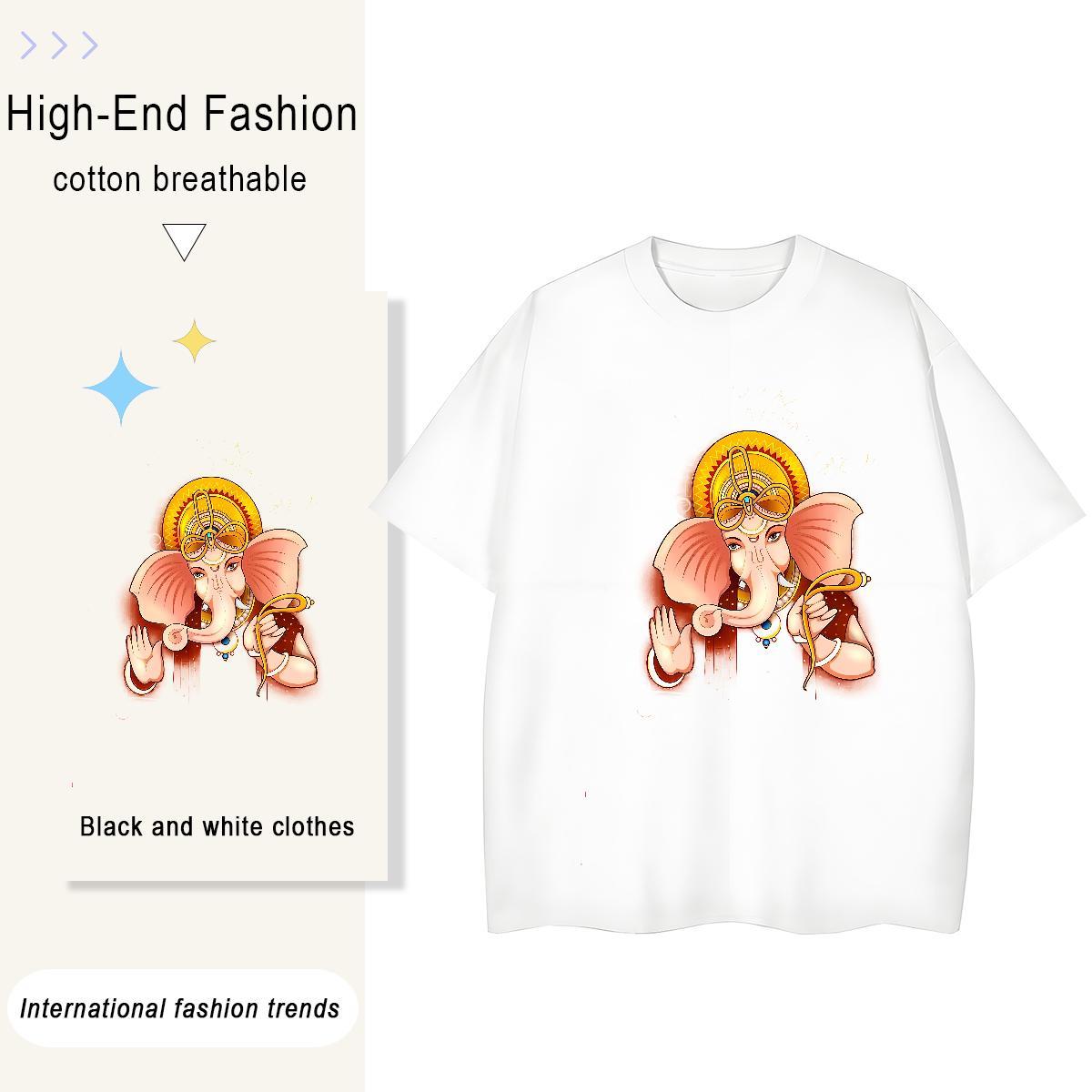 TOP Quality T-Shirts 230g Cotton Breathable Short Sleeve Casual Beach elephant Women Tees Designer Black White Tops Tees