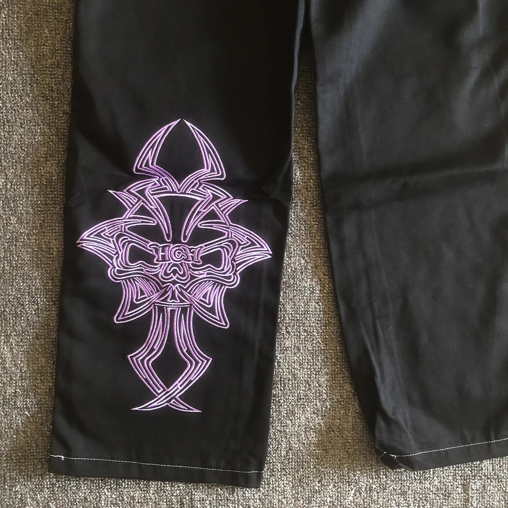 Letters Embroidered Jeans Mens Y2K Street Clothing Straight Casual Loose Wide Leg Cowboy Cargo Pants Hip Hop Pantalones Hombre Trousers 241007