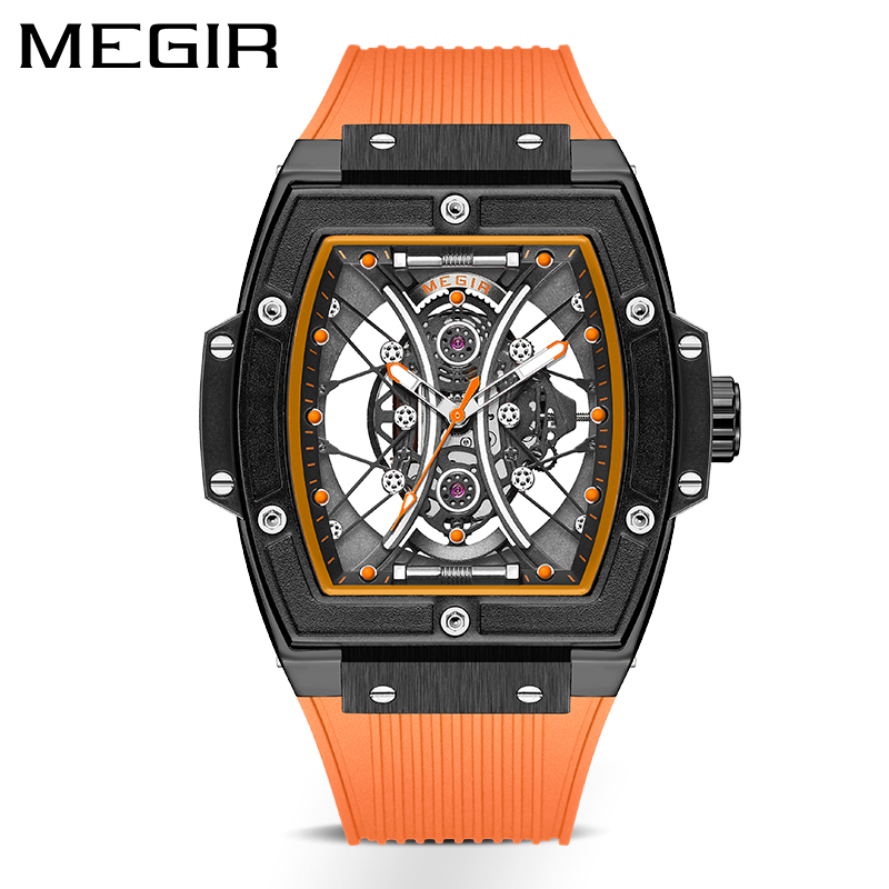 MEGIR Men's Sports Quartz Watch Silicone Strap Waterproof Fashion Hollow Men's Watch Top Brand Luxury Military Watch