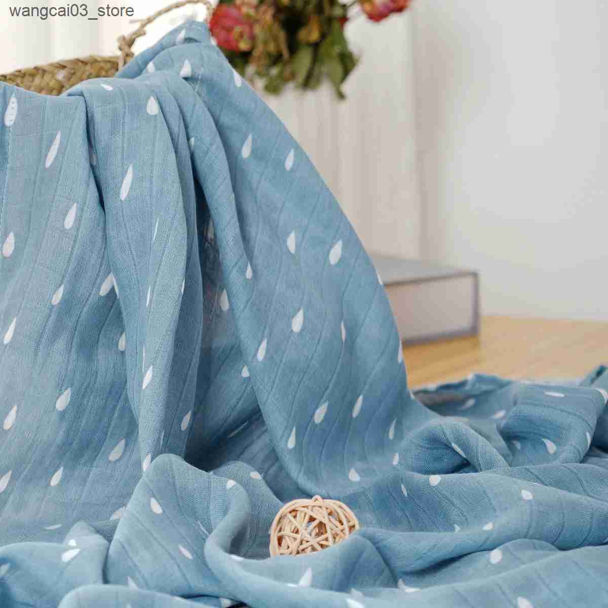 Blankets Swaddling HappyFlute New Fashion Prints 120*110cm Soft Bamboo Cotton Baby Wrap Travel Newborn Multi-function Swaddle Sleeping Blanket L240910
