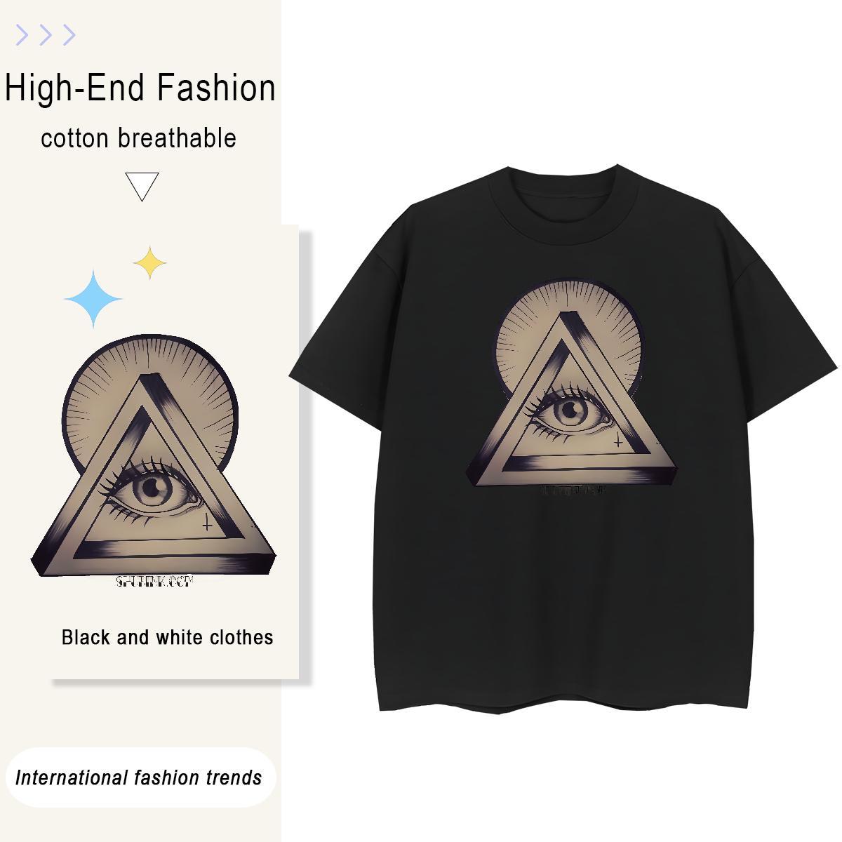 Casual New T shirt 100% Cotton 230g O-Neck Short Sleeve Home Outdoor eye of the devil Womens Tshirts Soft Oversized L-4XL Clothings