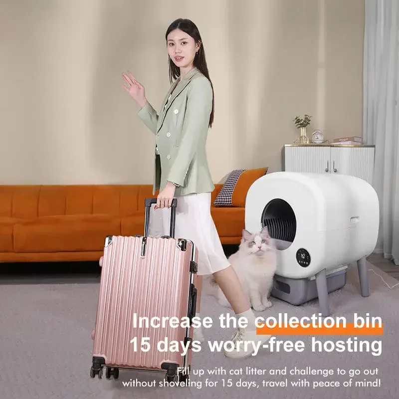 Smart Cat Toilet Fully Automatic Pet Cat Litter Box Anti-splash Large Space APP Automatic Cleaning Closed Cat Litter Box