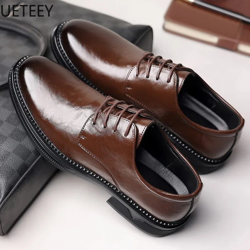 Leather shoes leather shoes mens shoelaces non slip and lightweight UETEEY classic explosion-proof style leather casual 241007