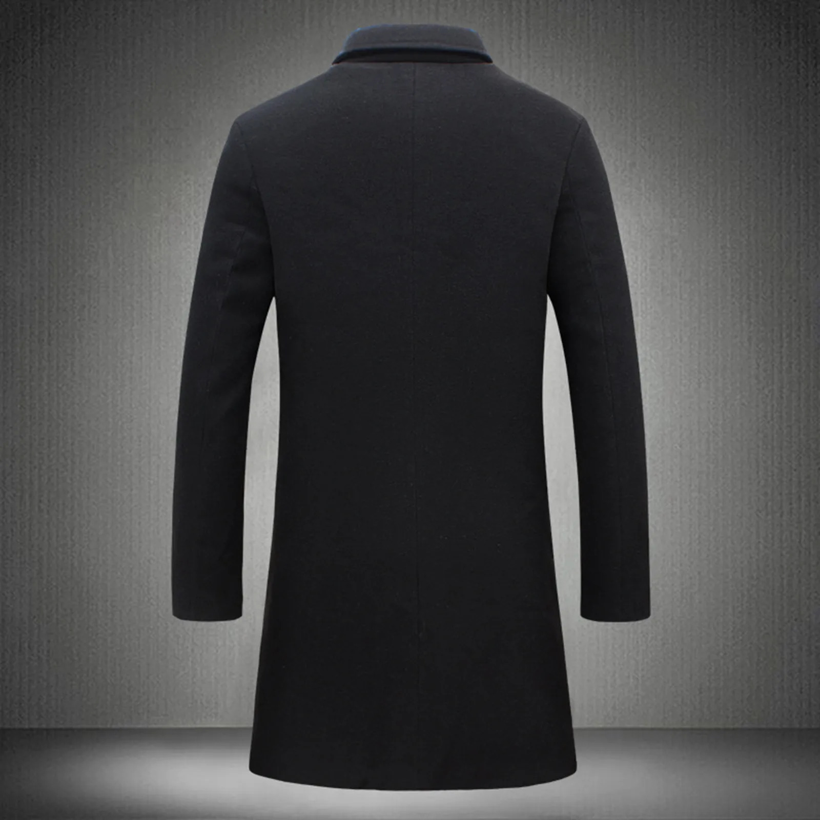 Mens wool blend long coat autumn solid color lapel fashionable ultrathin windproof jacket mens clothing 241007