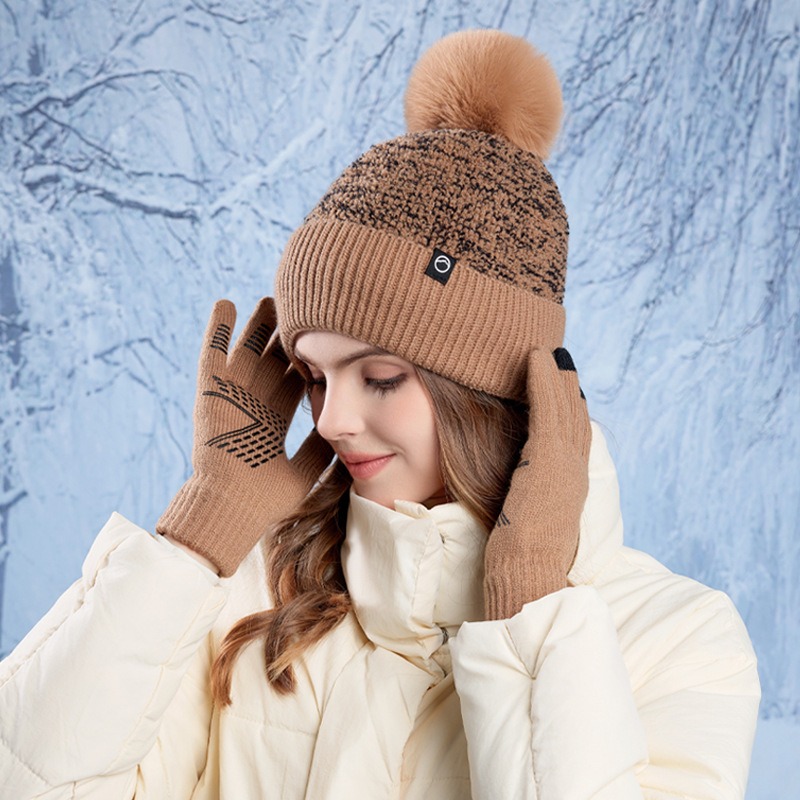 Anti Winter Cold Warm Ear Protection Hood Children's Knitted Hat Versatile Fashionable with Thick Woolen Yarn Cap and Added Veet