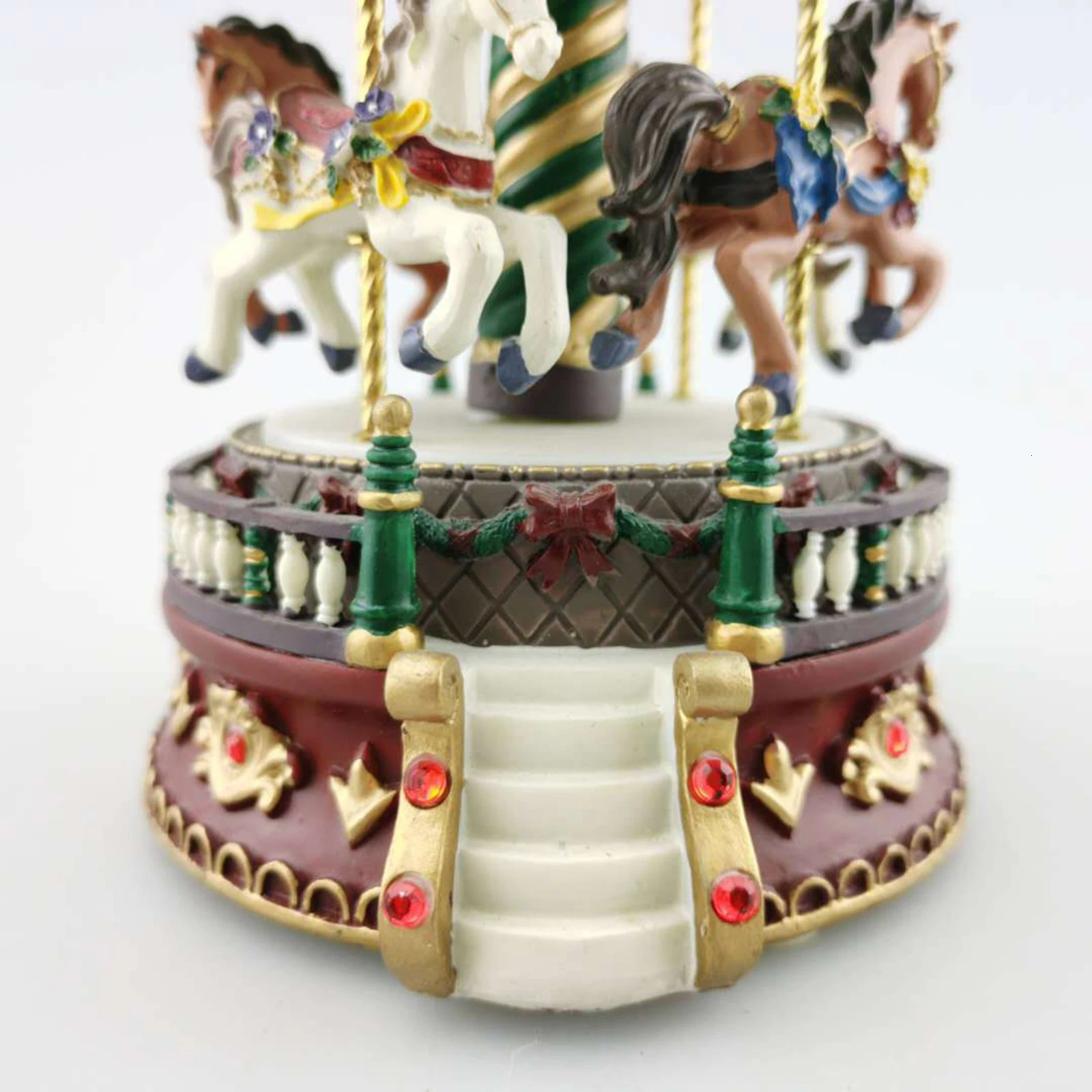 Carousel Music Box Christmas Gift Creative Resin Crafts Decoration 100 Speakers 241007