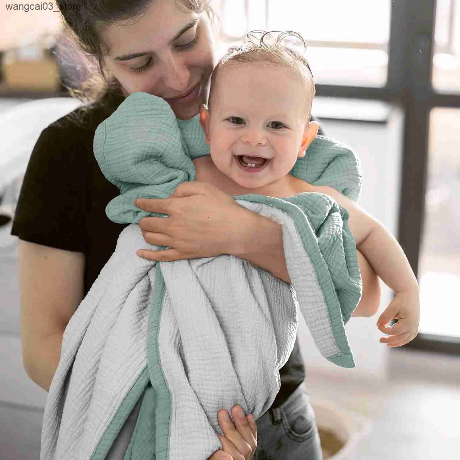 Blankets Swaddling Muslin Swaddle Blankets Newborn Baby Blanket 4 Layer Cotton Soft Baby Wrap Receiving Blanket Infant Bed Crib Quilt Bath Towels L240