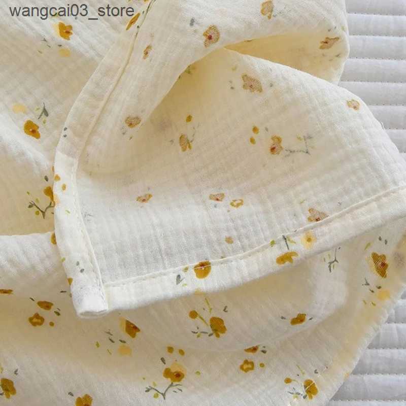Blankets Swaddling Floral Print Cotton Baby Blanket Soft Double Layers Cotton Gauze Boy Girl Swaddle Blanket Wrap Newborn Bath Towel Stroller Cover L2