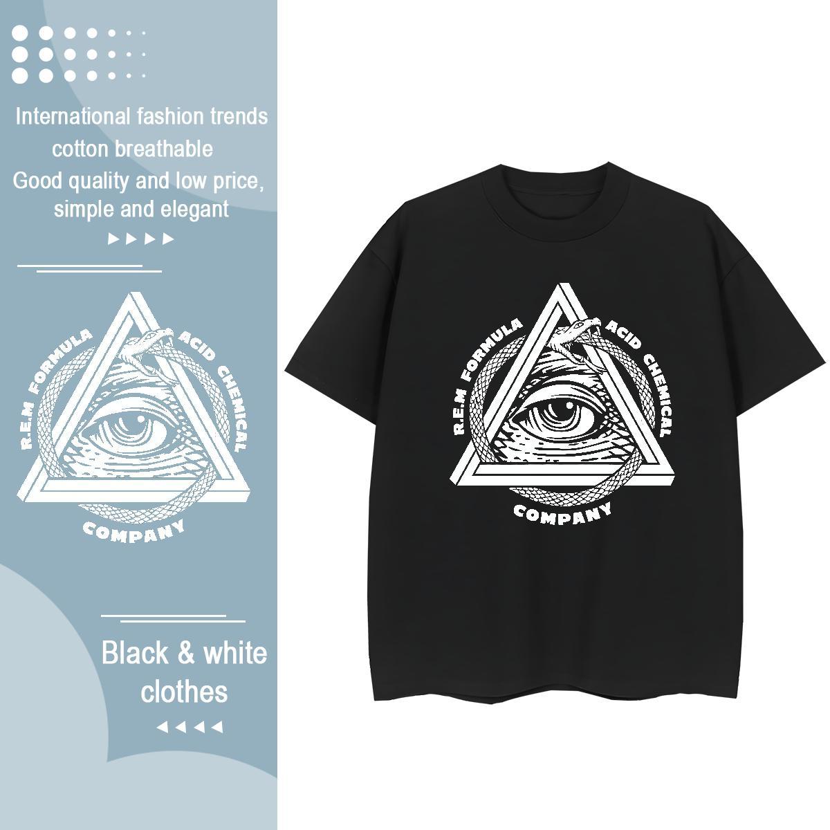 DIY T Shirts Women 100% Cotton 230g Round Neck Short Sleeve Street Wear eye of the devil Women Tshirts Loose fit DIY Logo Clothings