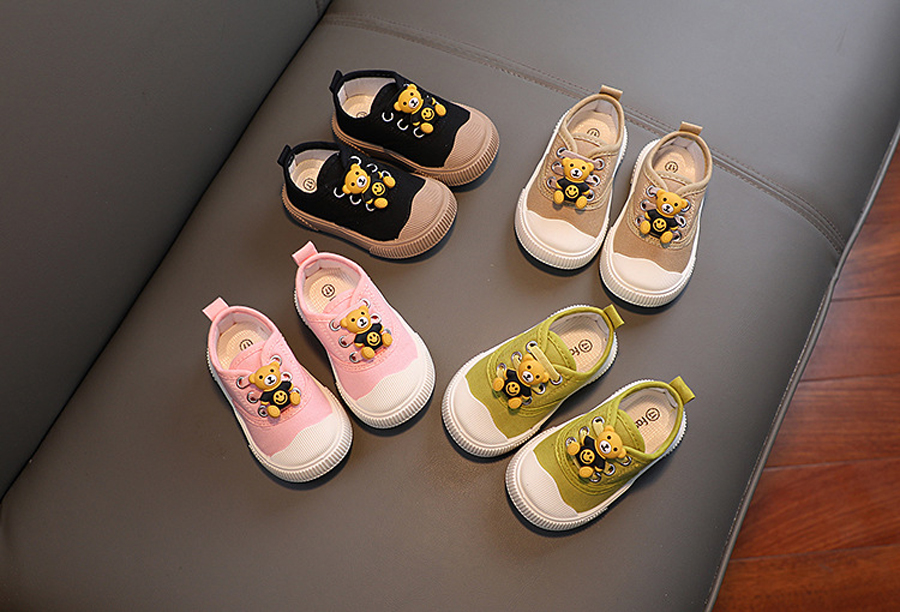 Baby Spring and Autumn Treasure Breathable Non-slip Shoes Cartoon Bear Rubber Soft Soled Toddler Shoes Cutefeet Children Infant Casual Canvas Shoes Si