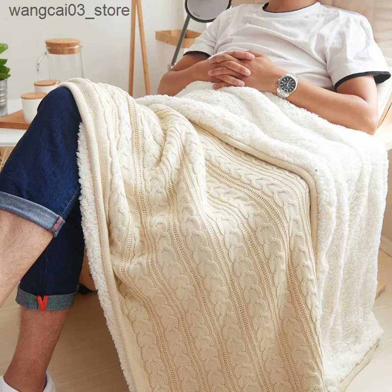 Blankets Swaddling Cozy Cable Knit Throw Blanket Nordic Knitted Thread Blankets For Bed Sofa Cover Bedspread On The Bed Home Travel TV Nap Blanket L24