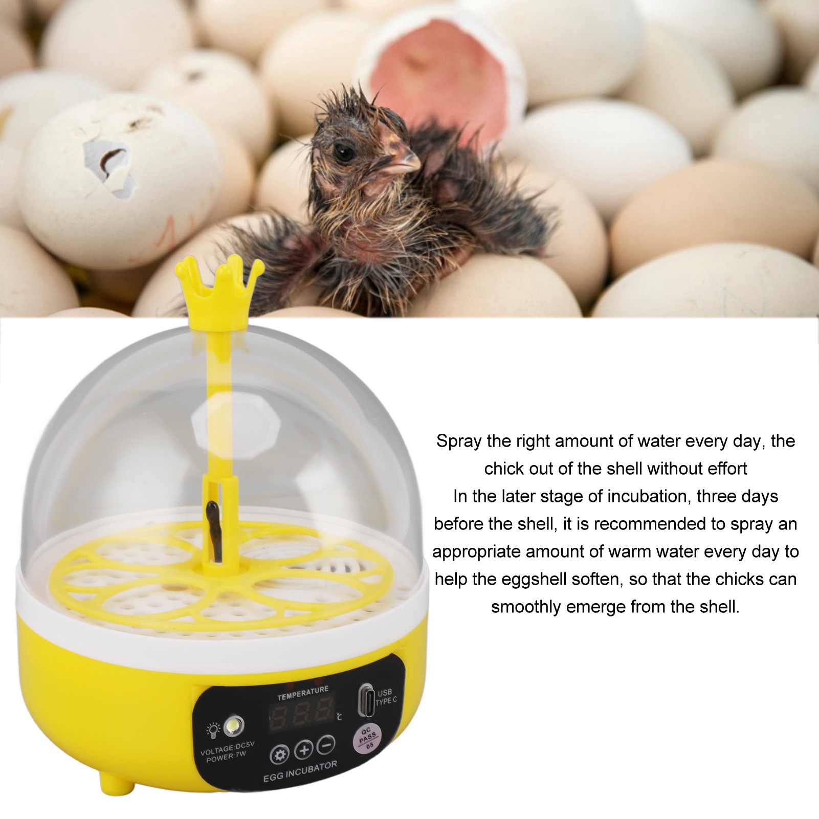 Egg Incubator for Home Automatic Temperature Humidity Control 4 Eggs Candler Poultry Hatching Machine for Chickens Ducks Pigeons