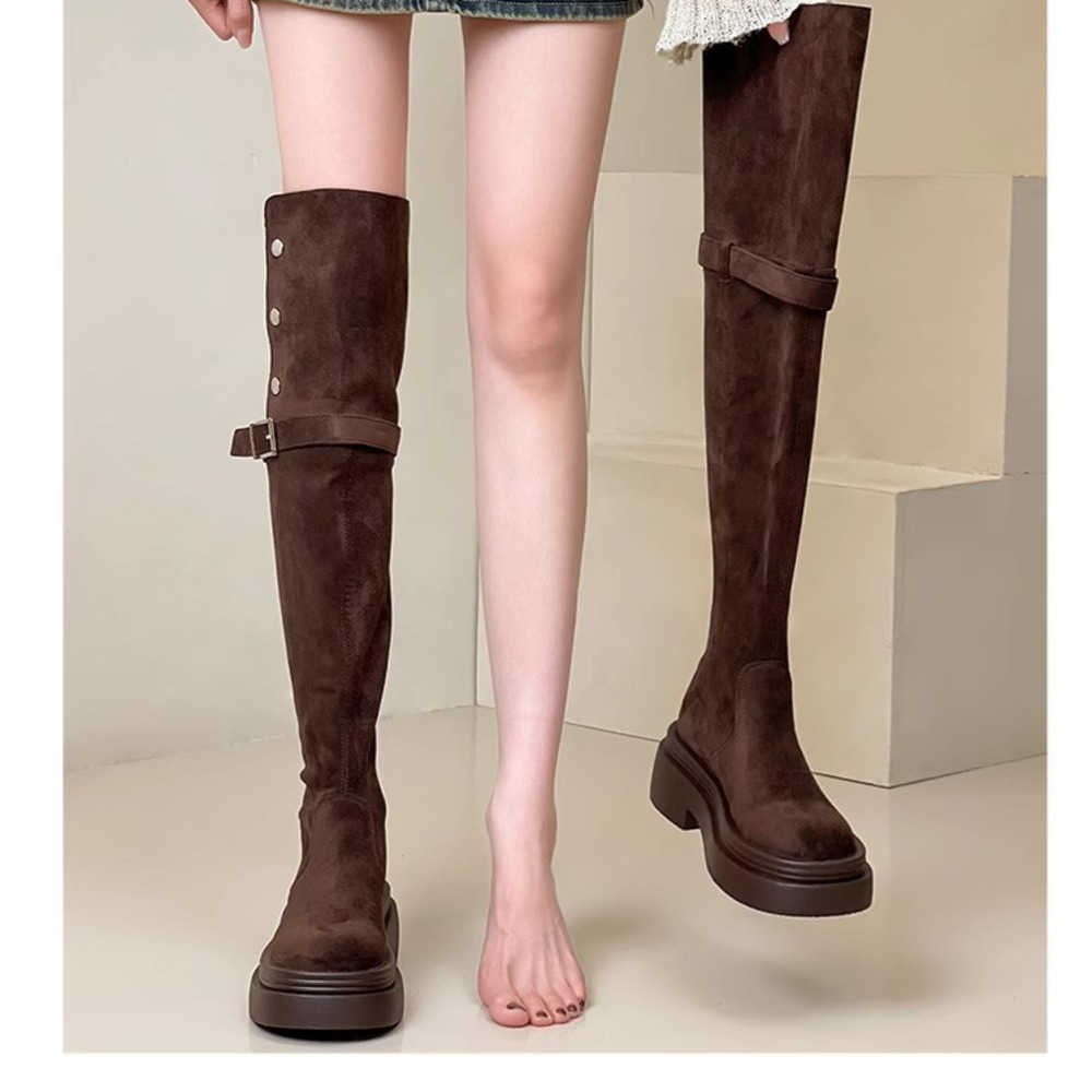 Autumn Winter Fashion Boots Two Wear Fold Thick Bottom Martin Boots Western Boots Thick Heel Knee Boots Knight Boots 240826