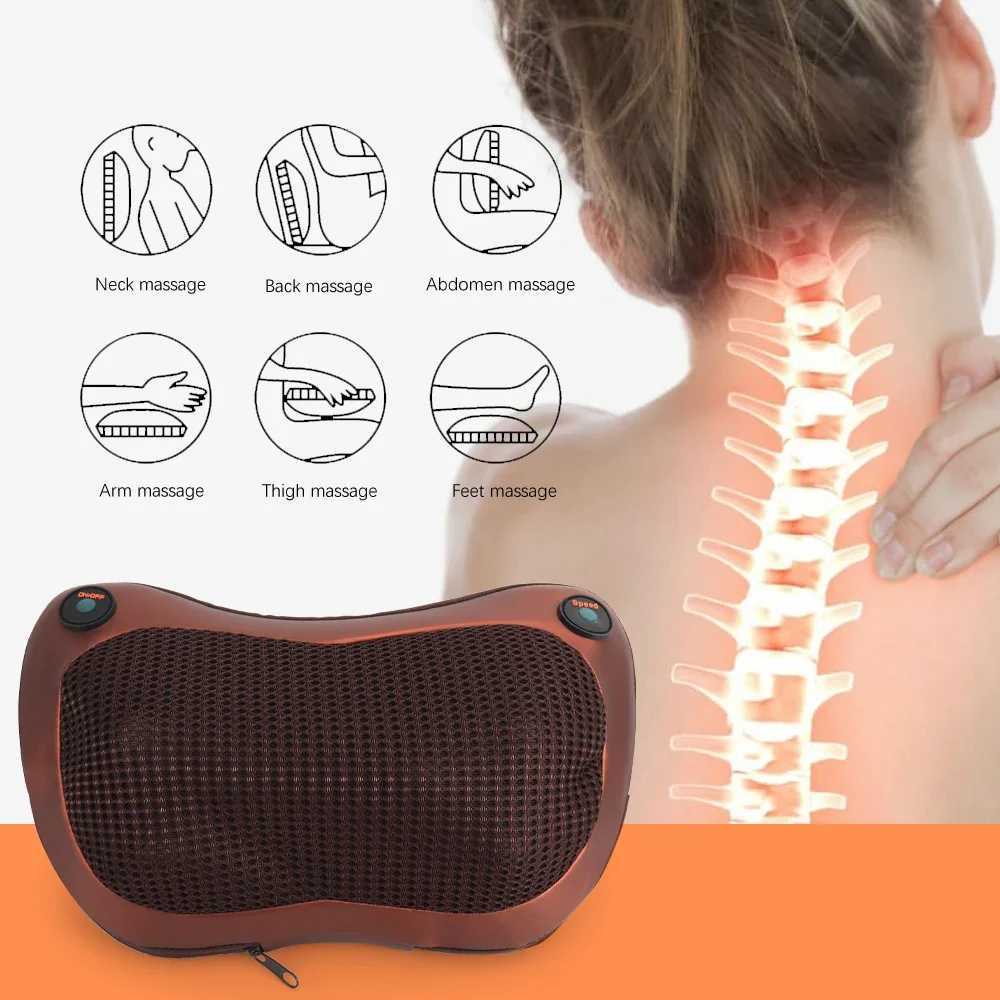 Head massager car home use Cervical finger pressure massage neck back waist body electric heating kneading infrared therapy massage pillow W240819