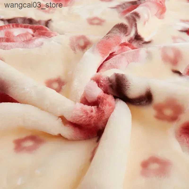 Blankets Swaddling New Warm Weighted Blankets for Beds High End Thicken Warmth Raschel Blanket for Winter Autumn Double Side Plush Comforter Quilt L24