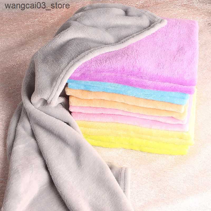 Blankets Swaddling 50*70cm Velvet Fleece Blanket for Baby Swaddling Small Throw Rug Bedding Cover Case Sheet Flannel Warm Solid Warm Micro Plush L2409