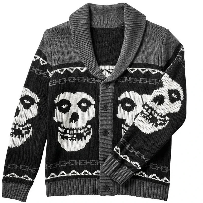 2024 European and American AutumnWinter Top Fashion Trendy Personalized Street Style Knitted Cardigan Sweater 241007