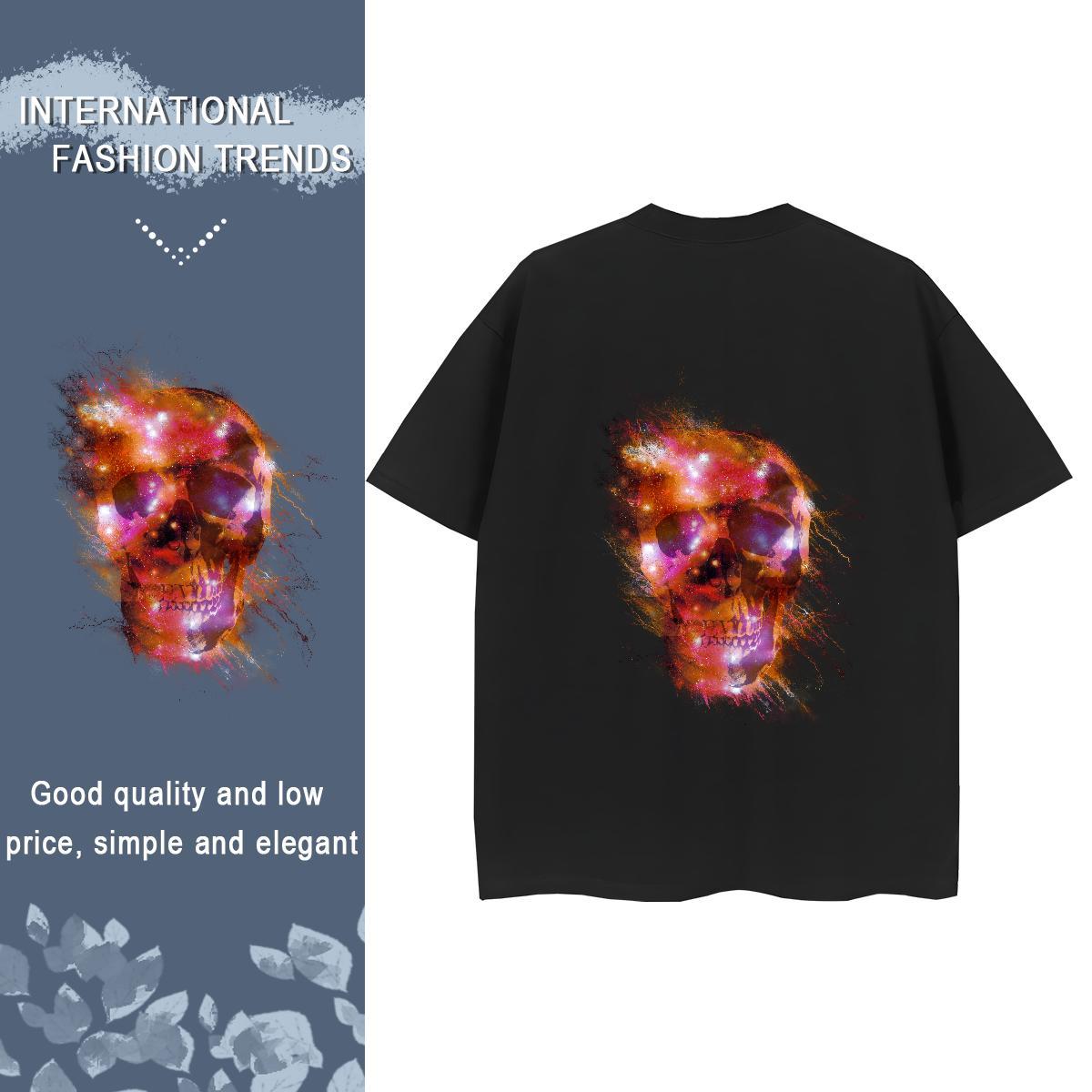 New T Shirts Women 230g Pure Cotton Breathable Soft Sports Street Wear skull Tshirt for Man Woman Unisex DIY Anime Printed Tops Tees