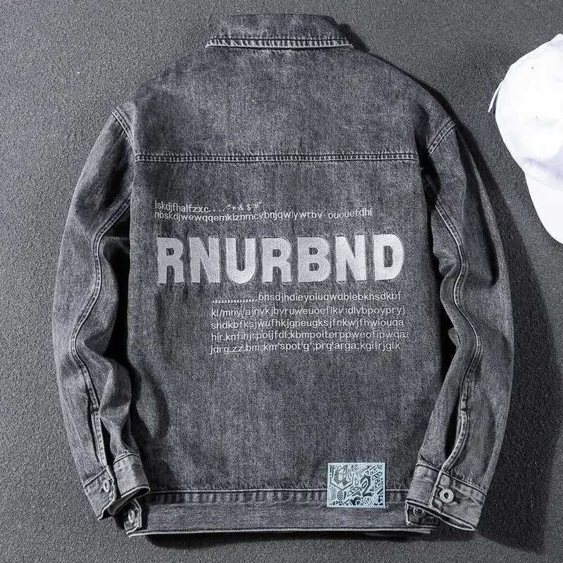 Male Jean Coats Winter Oversize Mens Denim Jacket Gray Wide Shoulders With Embroidery G ed Big Size Fashion Elegant Classy 241011