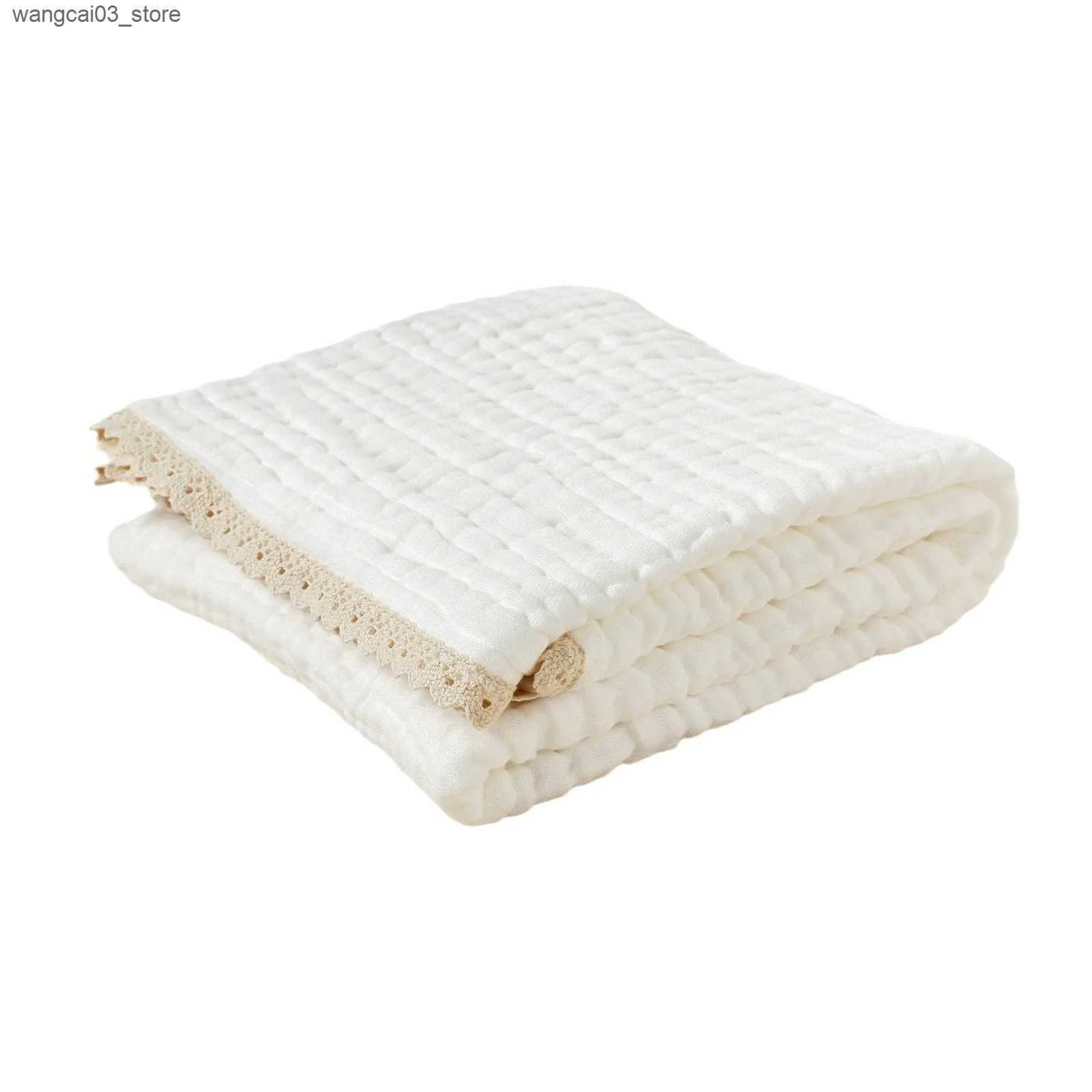 Blankets Swaddling 6 Layers Muslin Blankets for Babies Blankets Newborn Solid Lace Swaddle Blanket Baby Bath Towel Cotton Gauze Cover Mother Kids L240