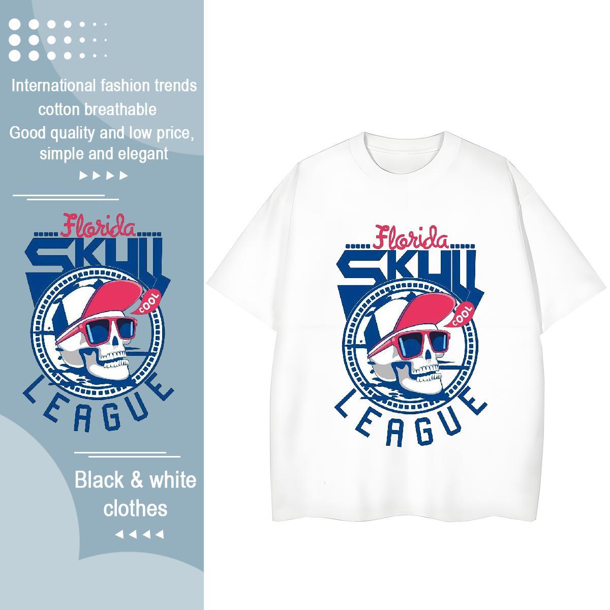 Custom Woman T Shirts 230g Pure Cotton Breathable Soft Spring Summer skull Women Tshirts Nice Cartoon Anime Tee Shirt