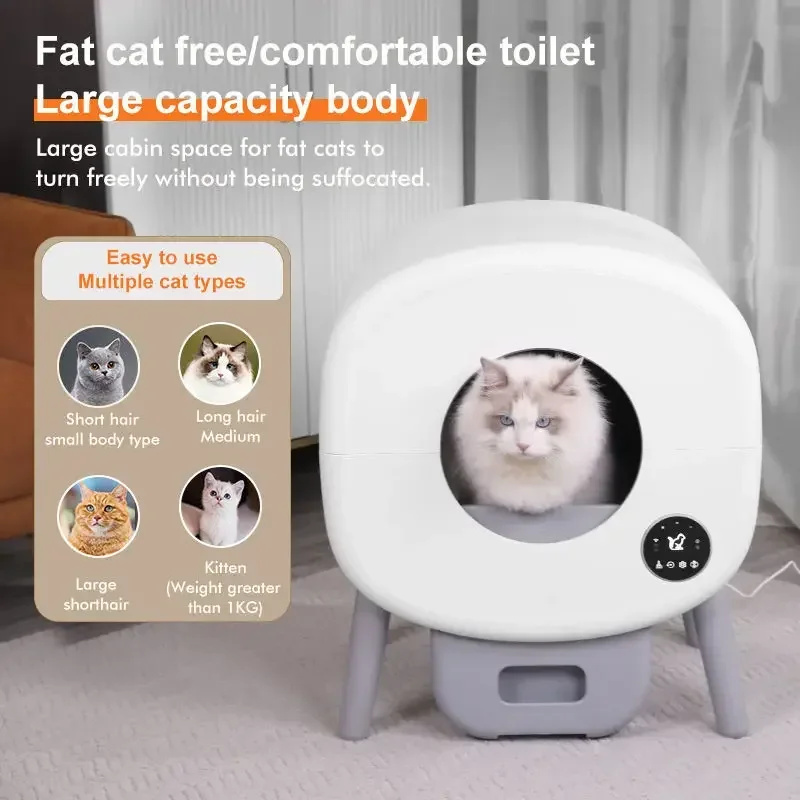 Fully Automatic Pet Cat Litter Box Anti-splash Large Space Smart Cat Toilet APP Automatic Cleaning Closed Cat Litter Box
