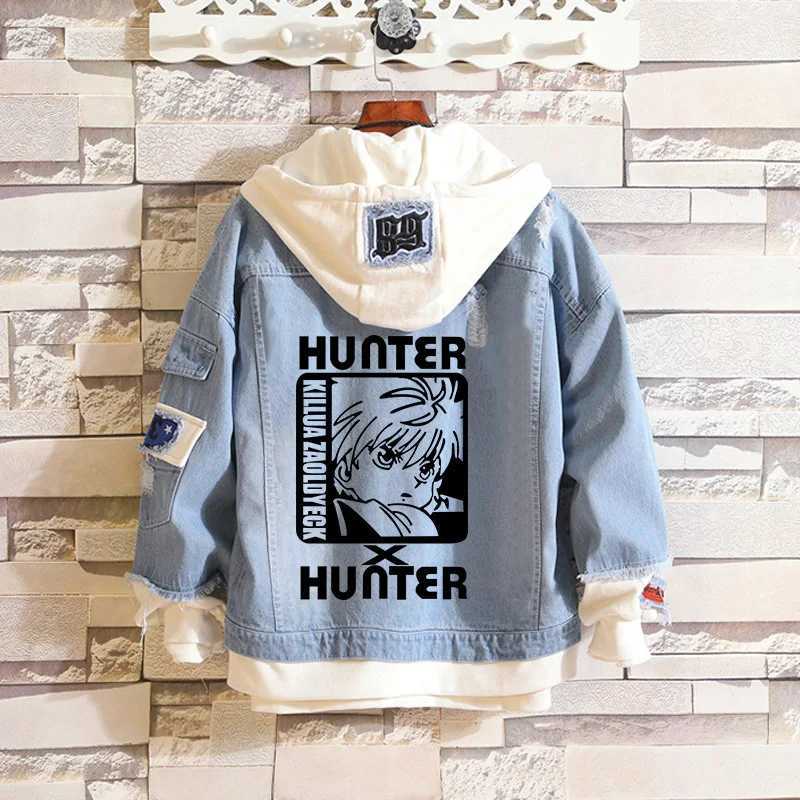 Killua Zoldyck denim jacket hoodie Anime Hunter X Hunter Hisoka hoodie Yoyo sweatshirt jeans cool Killua Zolodik Figurine unisex W241011
