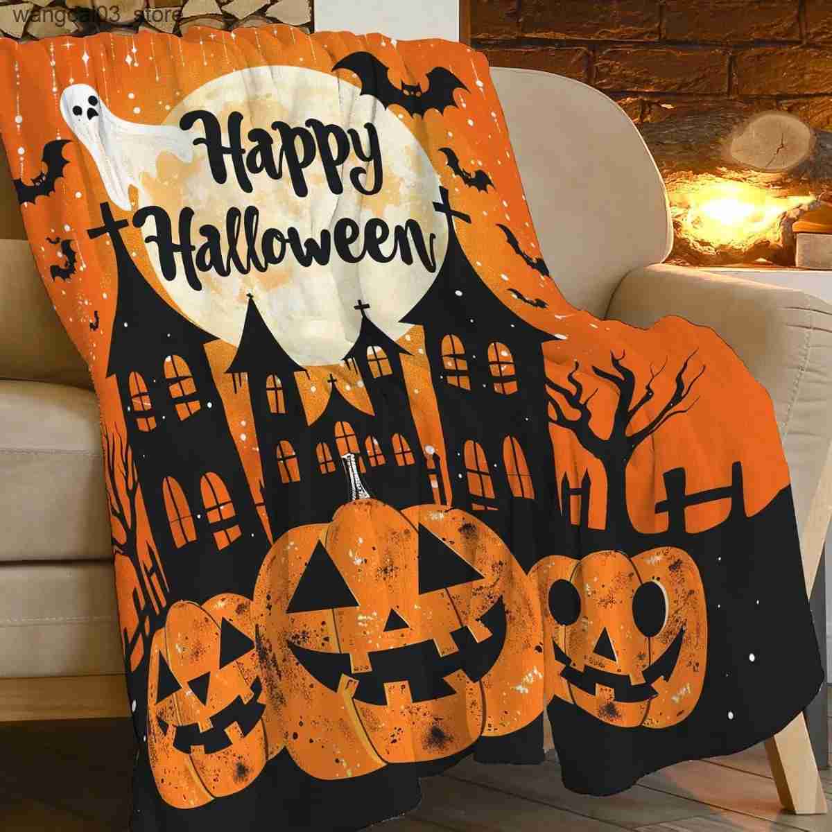 Blankets Swaddling Halloween Blanket Throw Blankets Cozy Fleece Flannel Castle Bedding Horror Gifts for Men Women Boys Girls Teens Kids Adults L240910