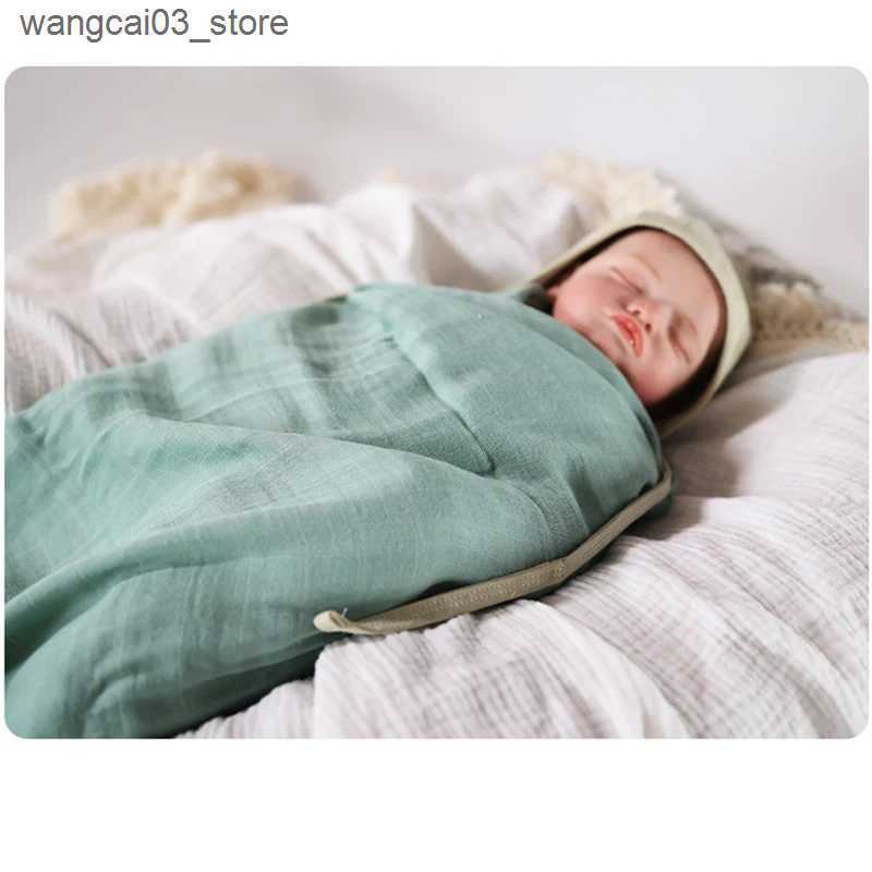 Blankets Swaddling Bamboo Blanket 120*120Cm Muslin Cotton Baby Blanket 2 Layers Gauze Newborn Swaddle Wrap Kids Bath Towel Outing Stroller Cover L2409
