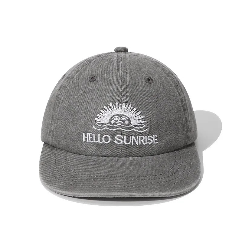 Baseball cap for men and women niche retro washed letter sun embroidered hiphop hat 241009