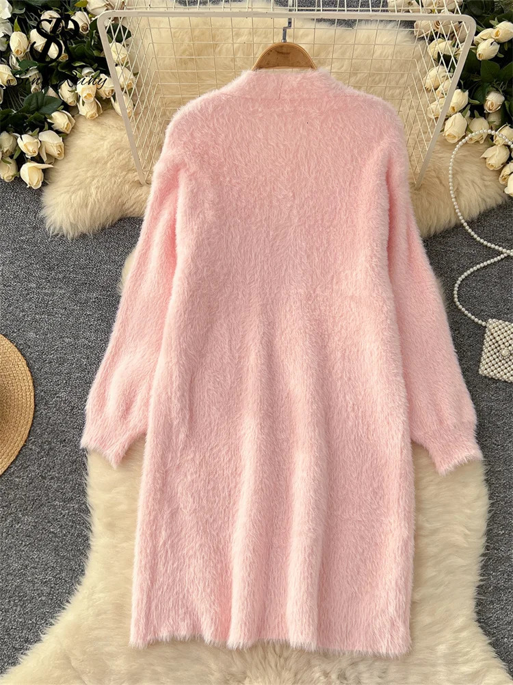 Singreiny Winter Gentle Cashmere Open Skirt Loose Fur Home Textile Womens Autumn Solid Casual Soft Warm Coat 241011