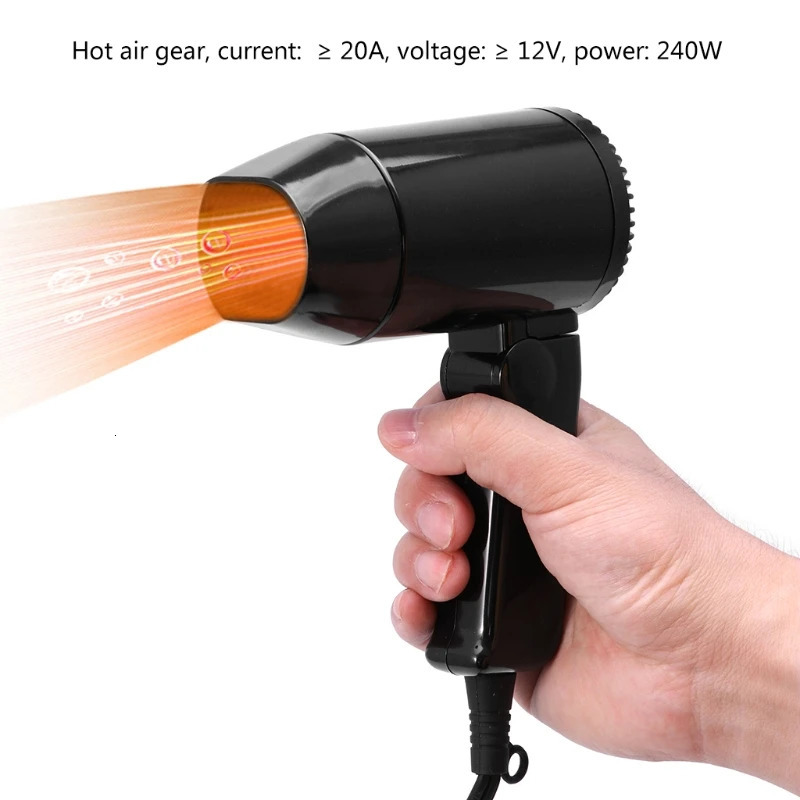 Portable 12V Car-styling Hair Dryer Cold Folding Blower Window Defroster 241009