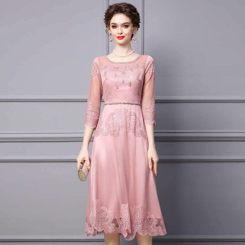 formal occasion 2024 new style feminine temperament high-end feeling waist cinching embroidered long skirt dress