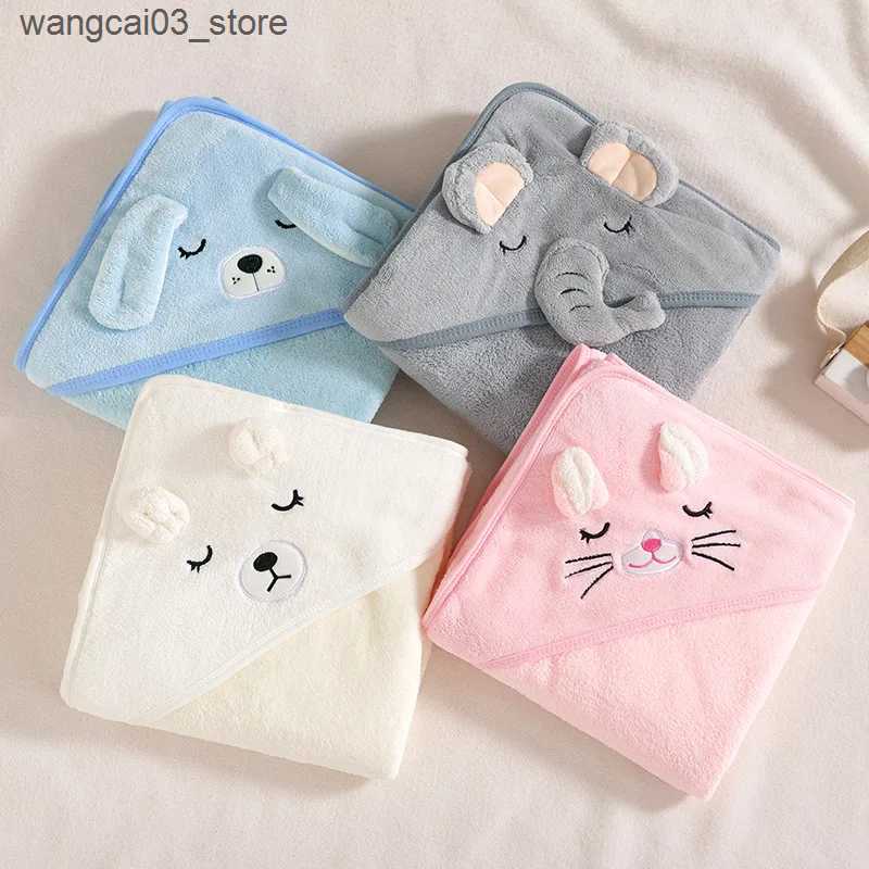 Blankets Swaddling Cartoon Baby Bath Towels for Body Hooded Coral Fleece Kids Bathrobe Newborn Swaddle Wrap Baby Blankets for Girls Boys 80*80cm L2409