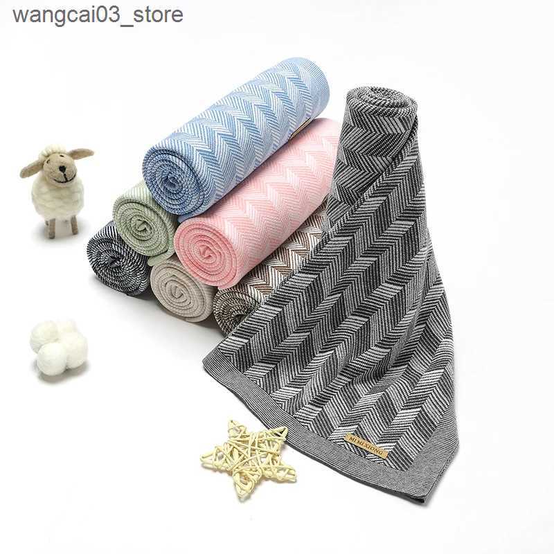 Blankets Swaddling Baby Blanket Newborn Knitted Cotton Super Soft Infant Swaddle Girl Boy Stroller Cobertor Infantil Wrap Kid Monthly Bedding Plaid L2