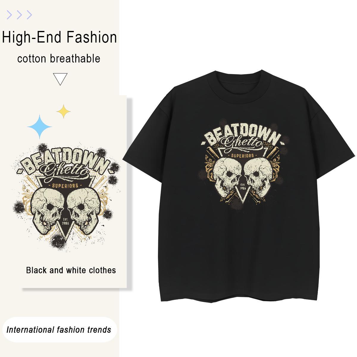 2024 T-Shirts for Women 230g Cotton Short Sleeve O-Neck Casual Daily Wear skull Womens Tshirts High quality Custom Printed Tees