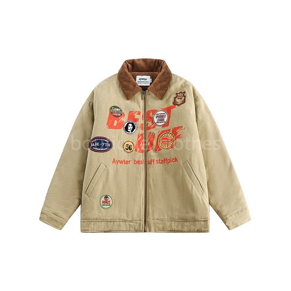 puffer jacket AYWTER American high street retro personality loose winter cotton clothing for men and women same style cotton lapel jacket