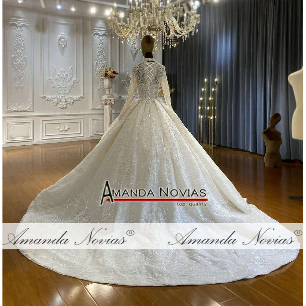 Full Cover Lace Muslim Brides Wedding Dress