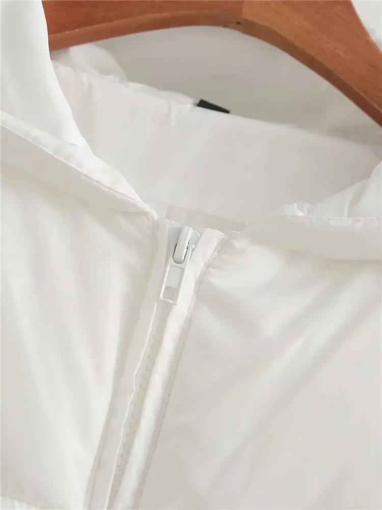 Womens Casual Solid Hooded Zipper Short Jackets Drawstring White Parkas Ladies Outwear Winter Autumn 240930