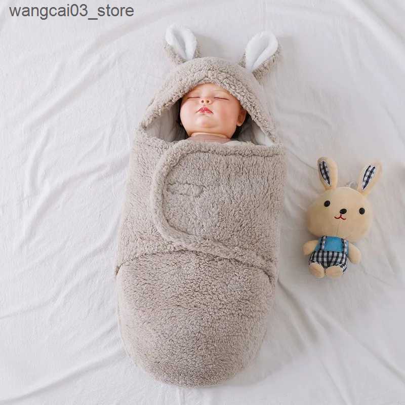 Blankets Swaddling 2024 Autumn Winter Infant Toddler Thicken Cashmere Receiving Blankets 0-6M Newborn Sleeping Bag Swaddling Kids Accessories L240910