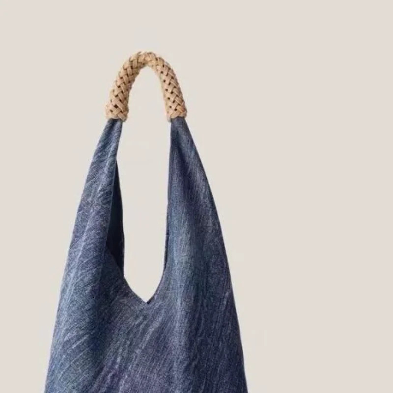 Home>Products>Fashion Shoulder Bag> denim canvas bag>Korean Axillary bag>Casual retro version>Womens texture niche cross body bag 24