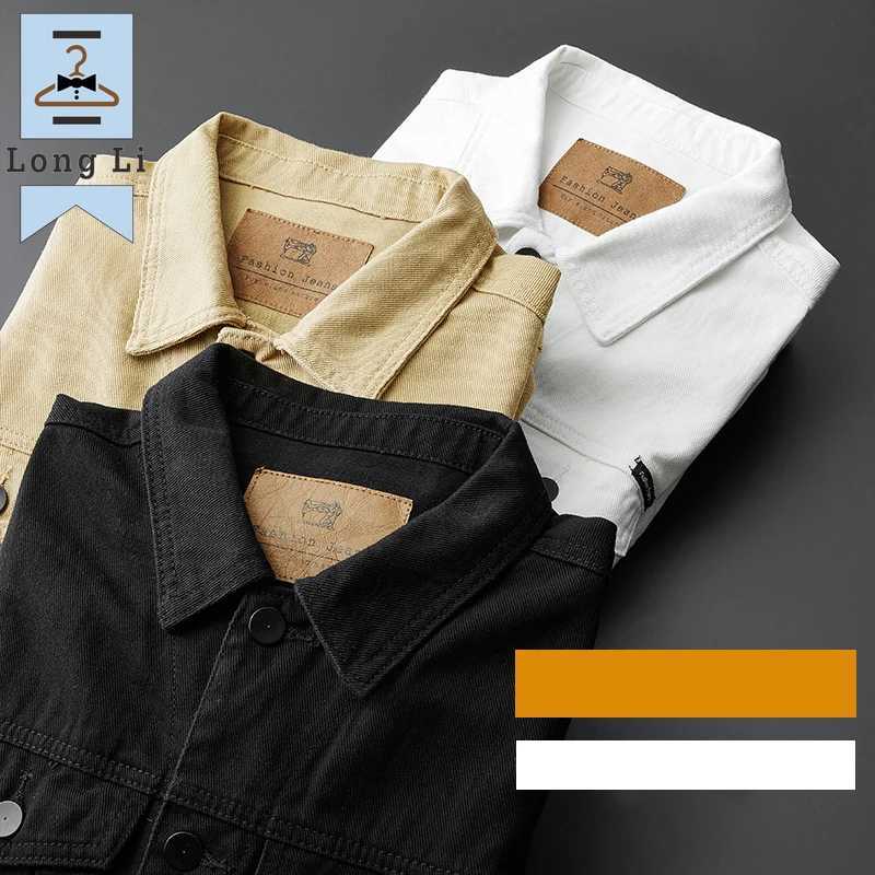 Brand Autumn/Winter 100% Cotton White Jeans Jacket Mens Fashion Denim Coat Denim Jacket Mens Plus Size M-5XL W241011