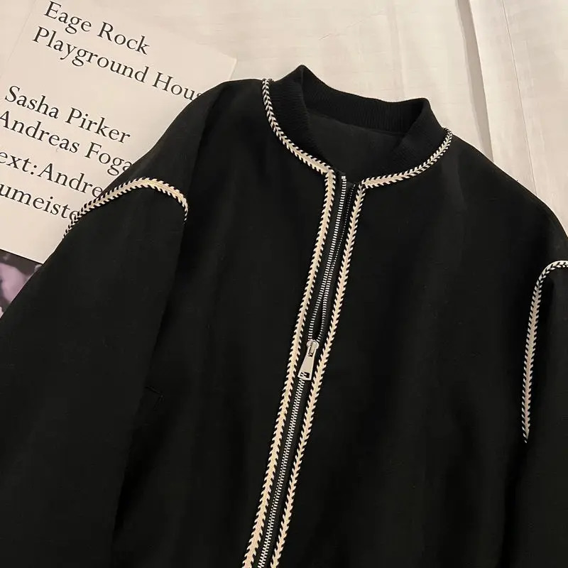 Woman Streetwear Bomber Jacket Coat Spring and Autumn Baseball Cropped Jackets for Women Long Sleeve Crop Outerwear Tops 241011