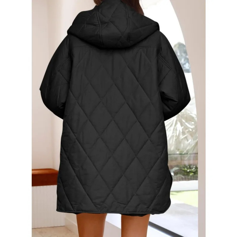 INS Winter Womens Casual Quilted Hooded Lightweight Jacket Commuting Temperament Female Clothes Thermal Warm Fashion Loose Coat 241011