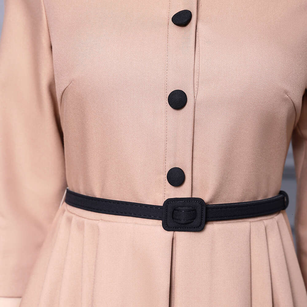 womens super beautiful dress slim fit and slimming stand up collar lace patchwork A-line skirt 2024 early autumn new item