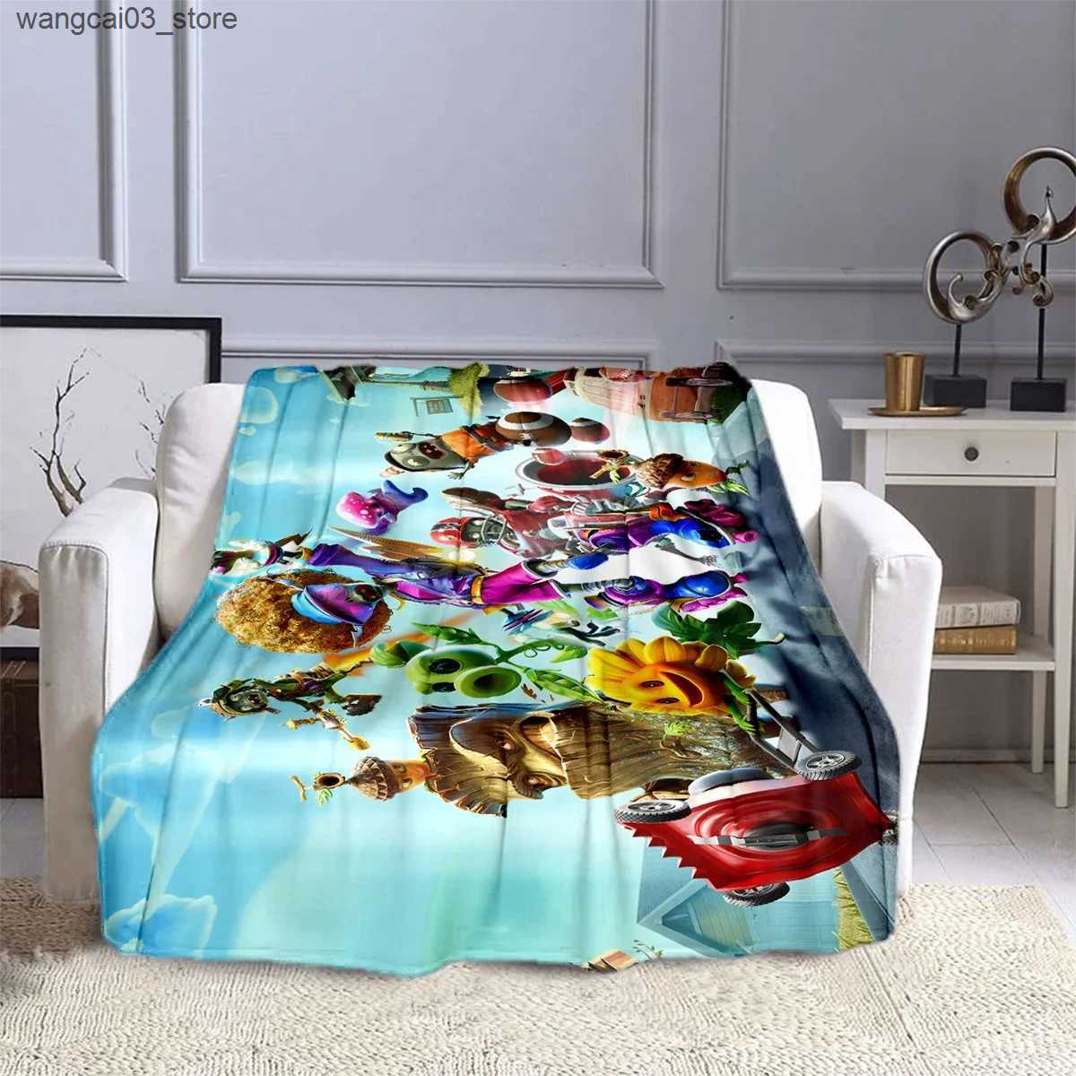 Blankets Swaddling Game P-Plants vs. Zombies Blanket Childrens High Quality Flannel Soft Comfortable Home Travel Blankets L240910