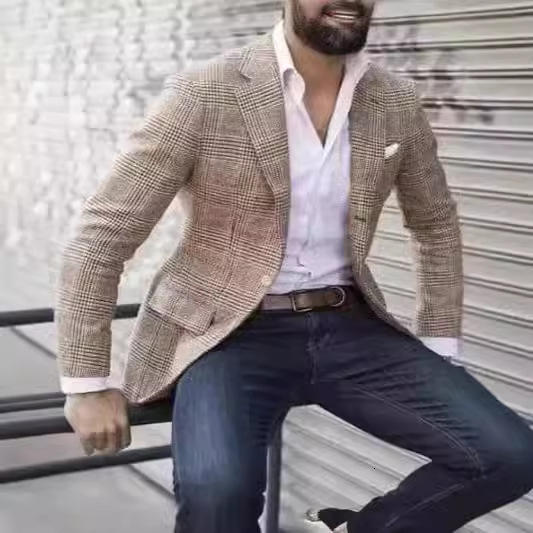 Amazon cross-border platform hot selling products discount promotional prices men's casual suits in stock support sample drawing